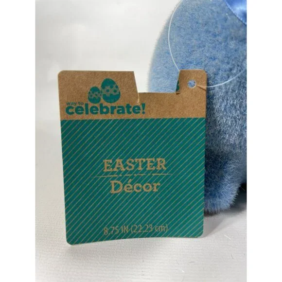 Way To Celebrate Easter Flocked Blue Bunny 9" Lightweight Decor - Picture 11 of 13